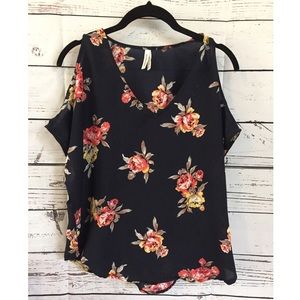 Floral Cut Out Sleeve Blouse